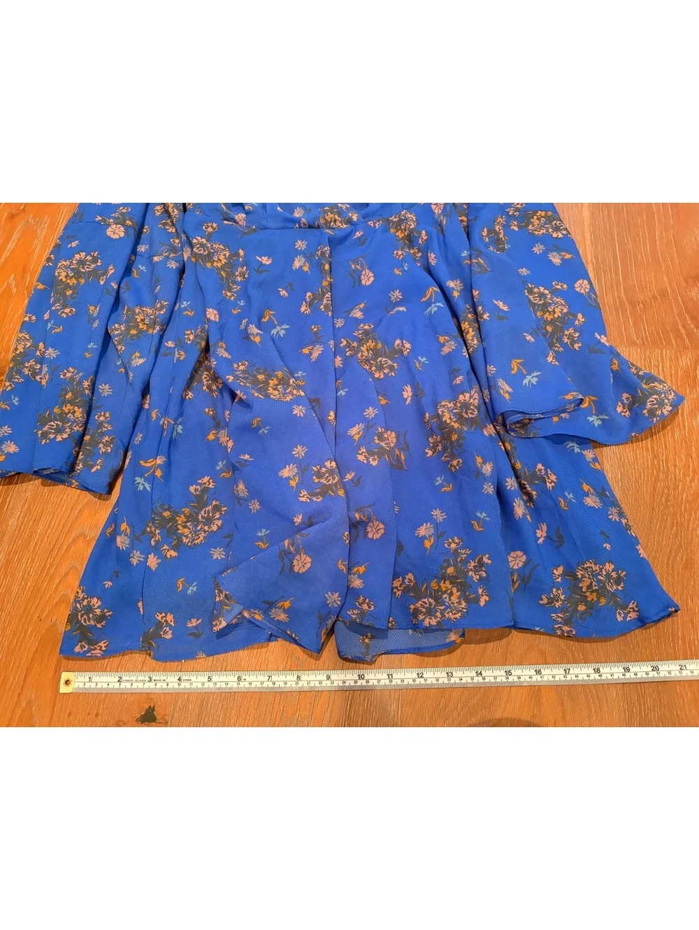 Free People Blue Floral Dress Bell Sleeve Size Small